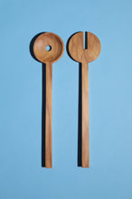 Load image into Gallery viewer, Round Salad Servers / Swamp Kauri