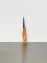 Load image into Gallery viewer, Morakniv Woodcarving Knife 106 with a laminated steel blade and an ergonomic wooden handle, ideal for detailed spoon carving and fine woodworking.