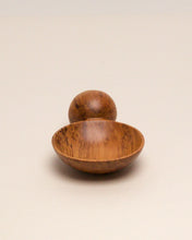 Load image into Gallery viewer, A hand carved spoon made of rimu on a white back ground, the spoon bowl is deep and round and the handle is a hand carved sphere.