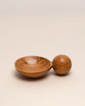 Load image into Gallery viewer, A hand carved spoon made of rimu on a white back ground, the spoon bowl is deep and round and the handle is a hand carved sphere.
