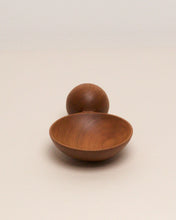 Load image into Gallery viewer, A hand carved spoon made of rosewood on a white back ground, the spoon bowl is deep and round and the handle is a hand carved sphere.