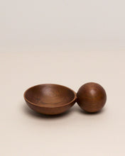 Load image into Gallery viewer, A hand carved spoon made of miro on a white back ground, the spoon bowl is deep and round and the handle is a hand carved sphere.