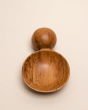 Load image into Gallery viewer, A hand carved spoon made of rimu on a white back ground, the spoon bowl is deep and round and the handle is a hand carved sphere.
