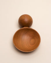 Load image into Gallery viewer, A hand carved spoon made of rosewood on a white back ground, the spoon bowl is deep and round and the handle is a hand carved sphere.