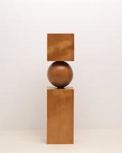 Load image into Gallery viewer, Hand-carved kauri candleholder from the Moon Series, featuring a spherical base atop a square block.