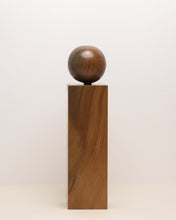 Load image into Gallery viewer, Hand-carved swamp kauri candleholder, featuring a spherical base atop a square block, part of the Moon Series collection.