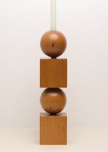 Load image into Gallery viewer, Hand-carved kauri candleholder from the Moon Series, featuring a spherical base atop a square block.