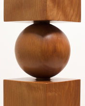 Load image into Gallery viewer, Hand-carved kauri candleholder from the Moon Series, featuring a spherical base atop a square block.