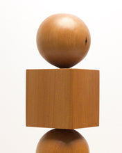 Load image into Gallery viewer, Hand-carved kauri candleholder from the Moon Series, featuring a spherical base atop a square block.