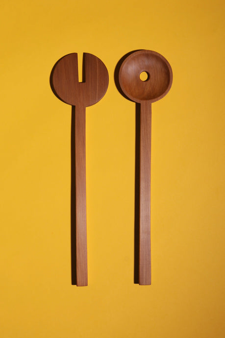 Round Salad Servers / Tōtara