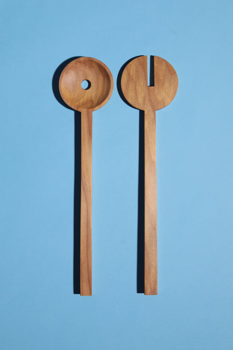 Round Salad Servers / Swamp Kauri