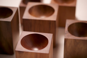 A group of bowls handmade using native NZ timber.