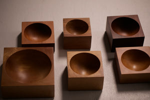 A group of bowls handmade using native New Zealand timber.