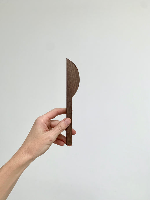 A cheese knife blank made from Walnut for DIY carving.