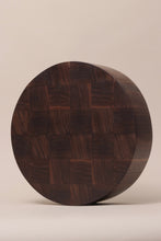 Load image into Gallery viewer, Handcrafted large round end grain chopping board made from high-quality Walnut, showcasing a durable and visually striking design.