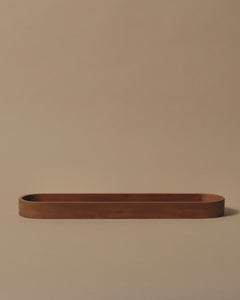 Long tray with square base hand crafted in Swamp Kauri.