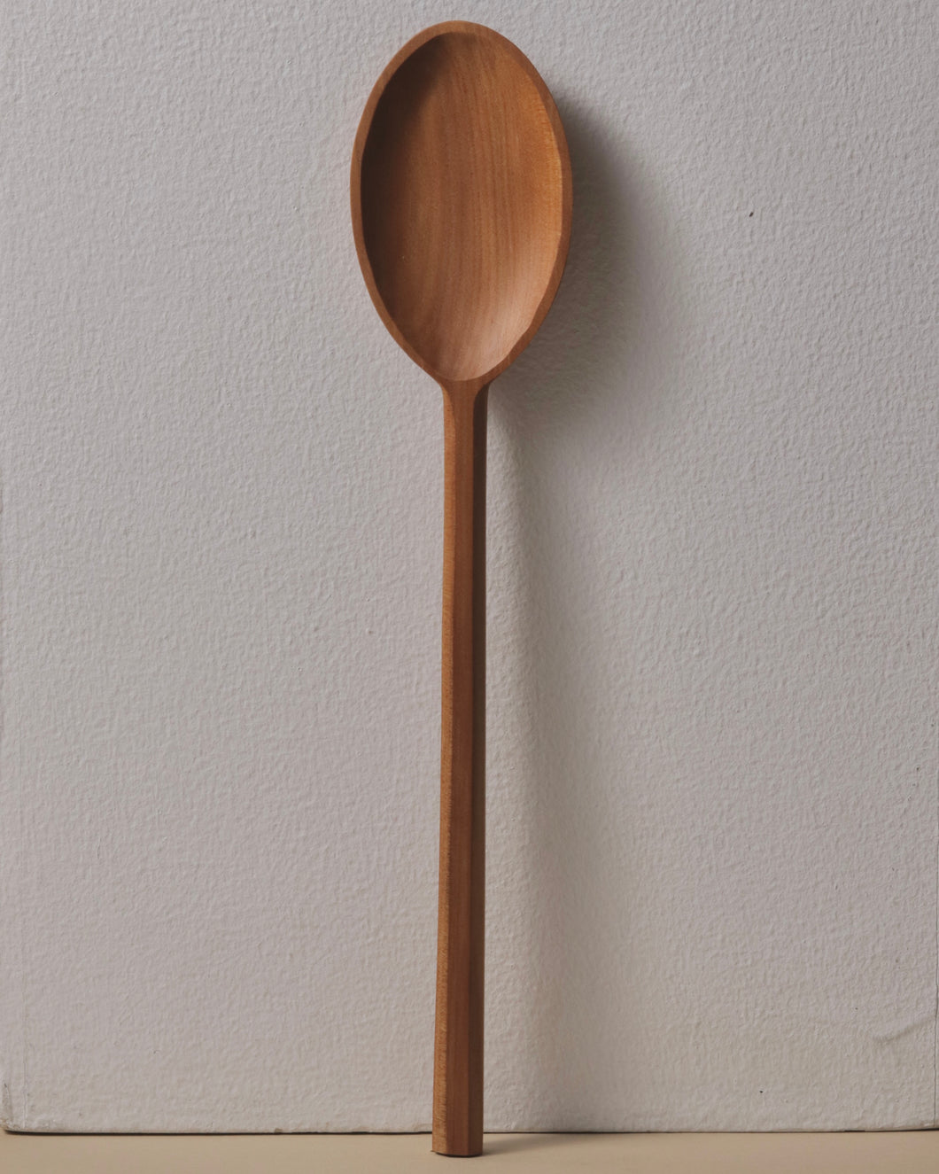 Handcrafted Large Oval Serving Spoon in Swamp Kauri Chamfered Handle