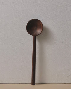 Handcrafted Deep Round Serving Spoon in Walnut Round Handle