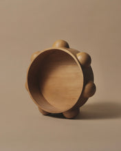 Load image into Gallery viewer, Large round Kauri bowl with a flat base and 7 hand carved half spheres in equal distance from each other around the outside edge.